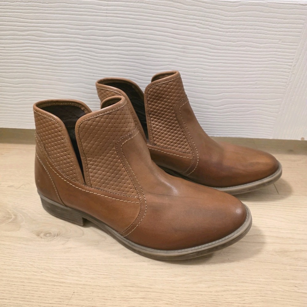 ROAN Brown Leather Gossip Slip On Grunge‎ Outdoor Western Ankle Boots Size 10
